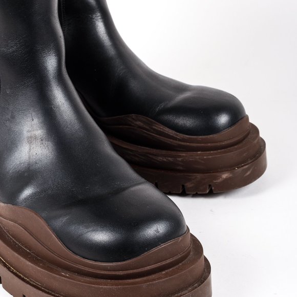 Bottega Veneta Black & Brown Tire Chelsea Boots - Picture 7 of 11